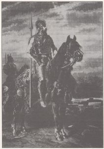 Figura 3-1: Representación idealizada de un jefe celta según grabado de Guizot de 1870. (Reproducido de Ruiz Zapatero 1993: 29).